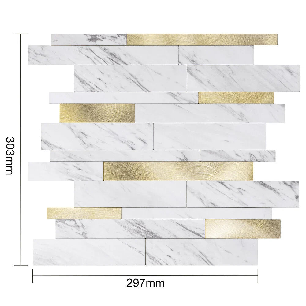 Selbstklebende Fliesen - Rectangle Gold Marmer - 30,3 x 29,8 cm - Bild 5