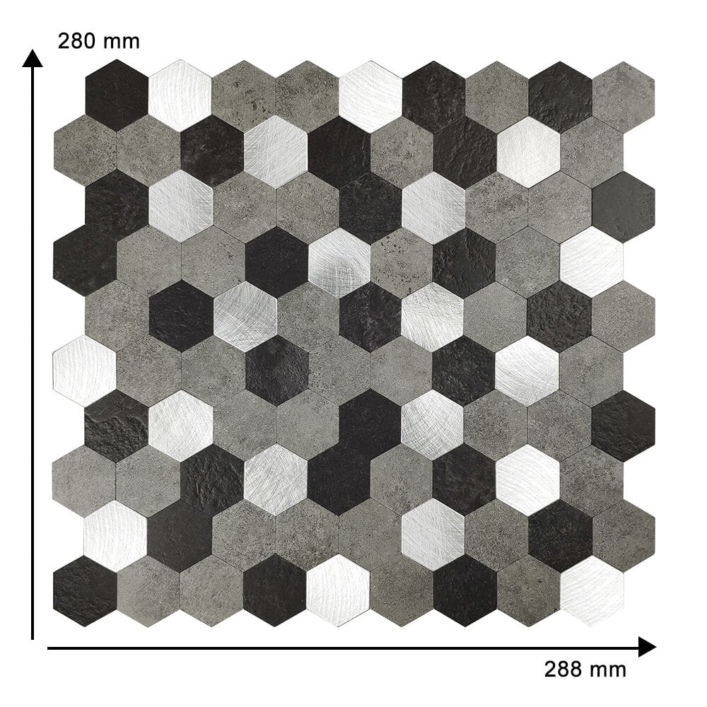 Selbstklebende Fliesen - Hexagon Mixed Black - 28,8 x 28 cm - Bild 6