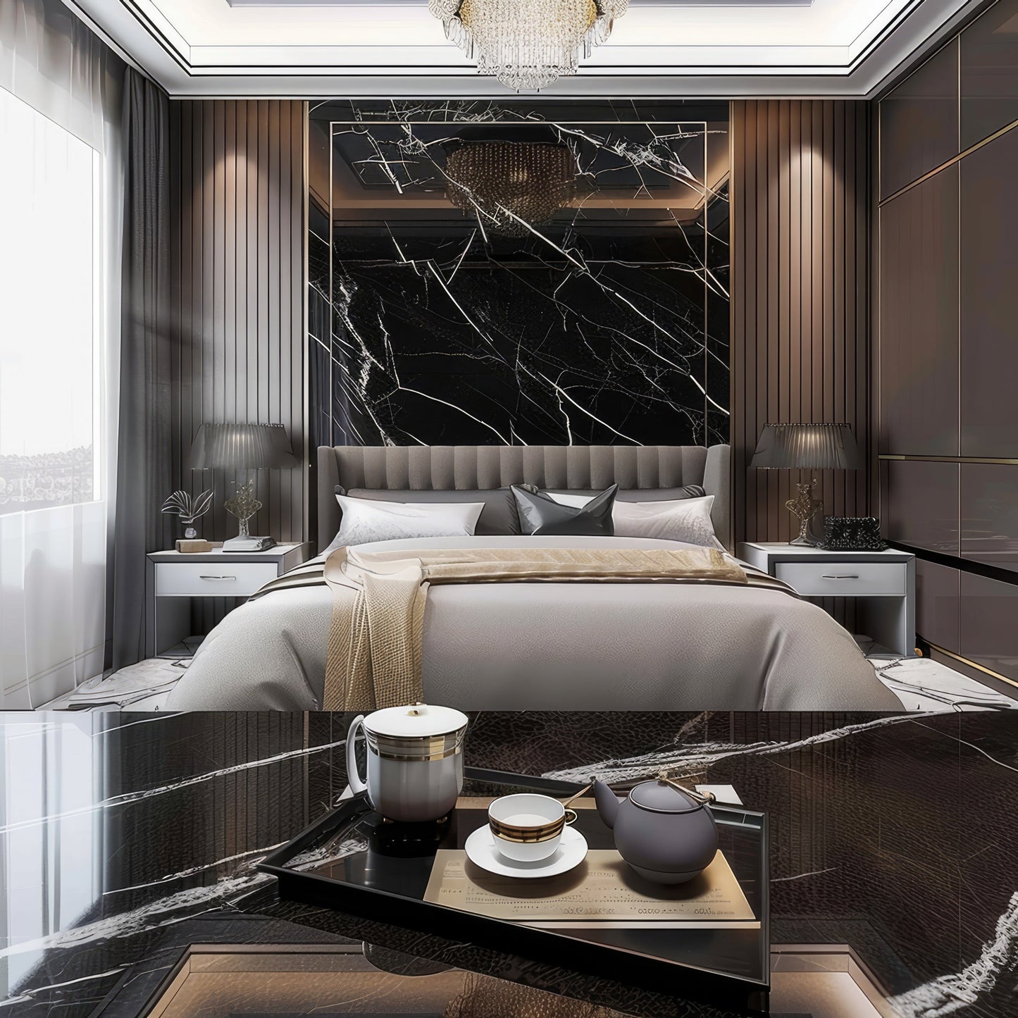 Selbstklebende Tapete - Black Marmer - 60 cm x 10 m - Bild 6