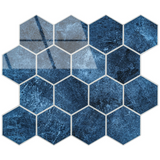 Selbstklebende Fliesen - Hexagon Deep Blue - 29,2 x 25,4 cm
