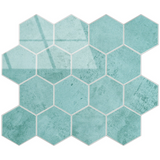 Selbstklebende Fliesen - Hexagon Ocean Blue - 29,2 x 25,4 cm