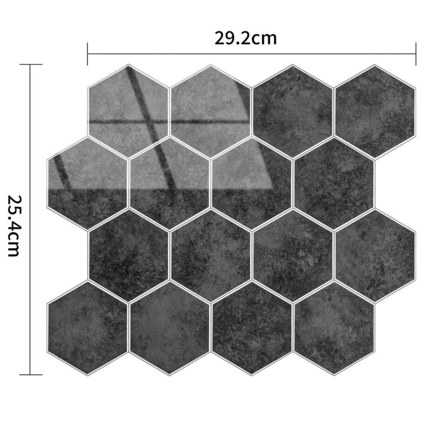 Selbstklebende Fliesen - Hexagon Marble Antraciet - 29,2 x 25,4 cm - Bild 4