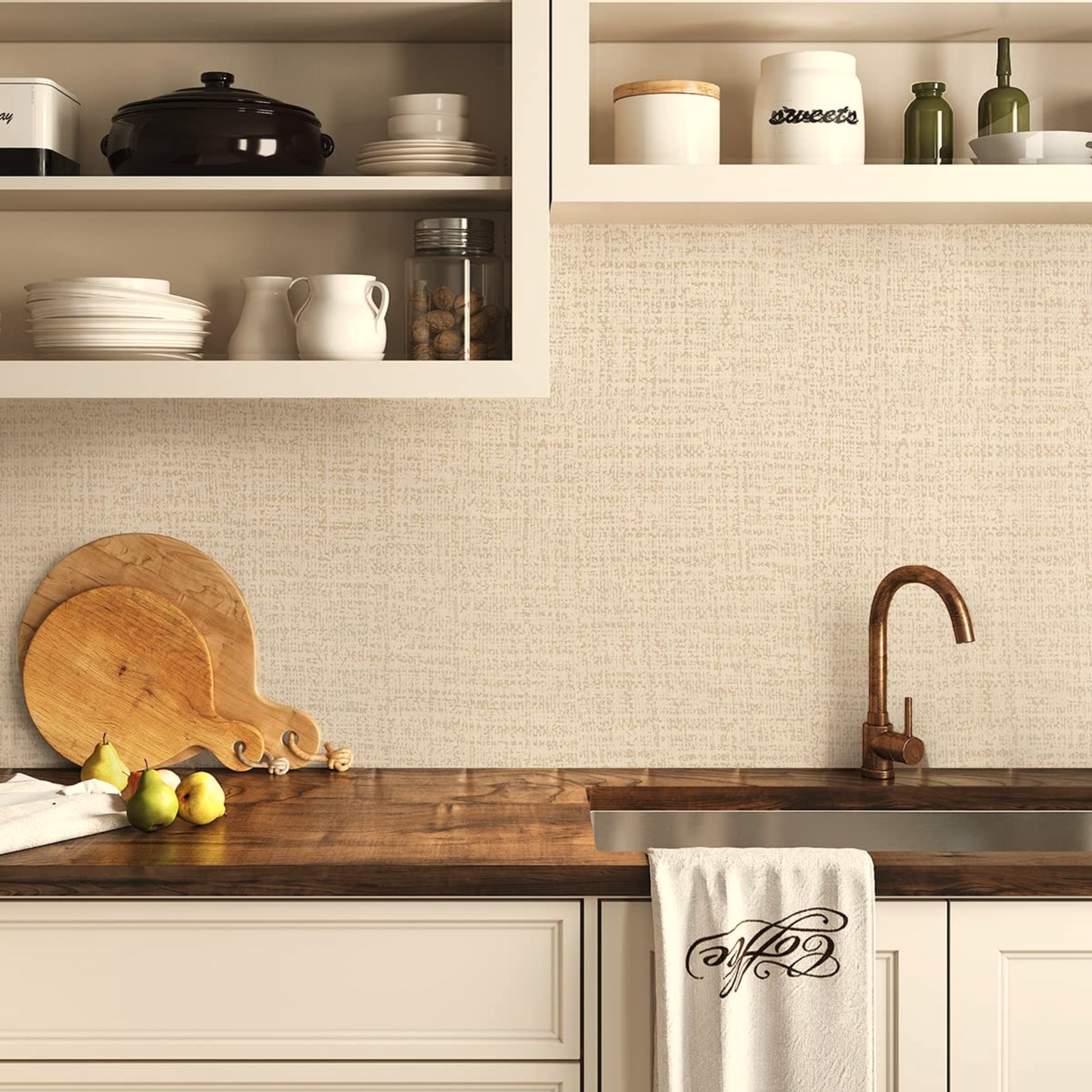 Selbstklebende Tapete - Linnen Beige - 60 cm x 10 m