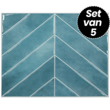 Klebefliesen – Ocean Blue Visgraat - 29 cm x 22,9 cm - 5er-Set