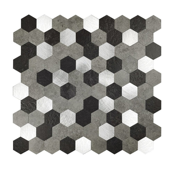 Selbstklebende Fliesen - Hexagon Mixed Black - 28,8 x 28 cm