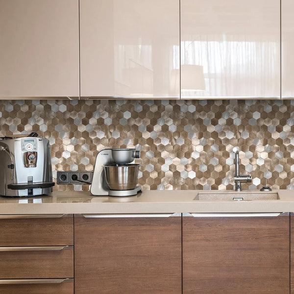 Selbstklebende Fliesen - Hexagon Mixed Bronze-  29,1 x 28,6 cm - Bild 2