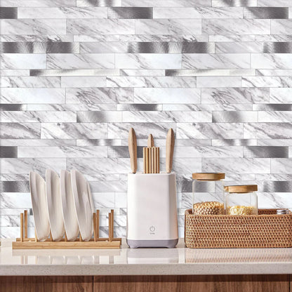 Selbstklebende Fliesen - Rectangle White Marmer - 30,3 x 29,8 cm - Bild 3