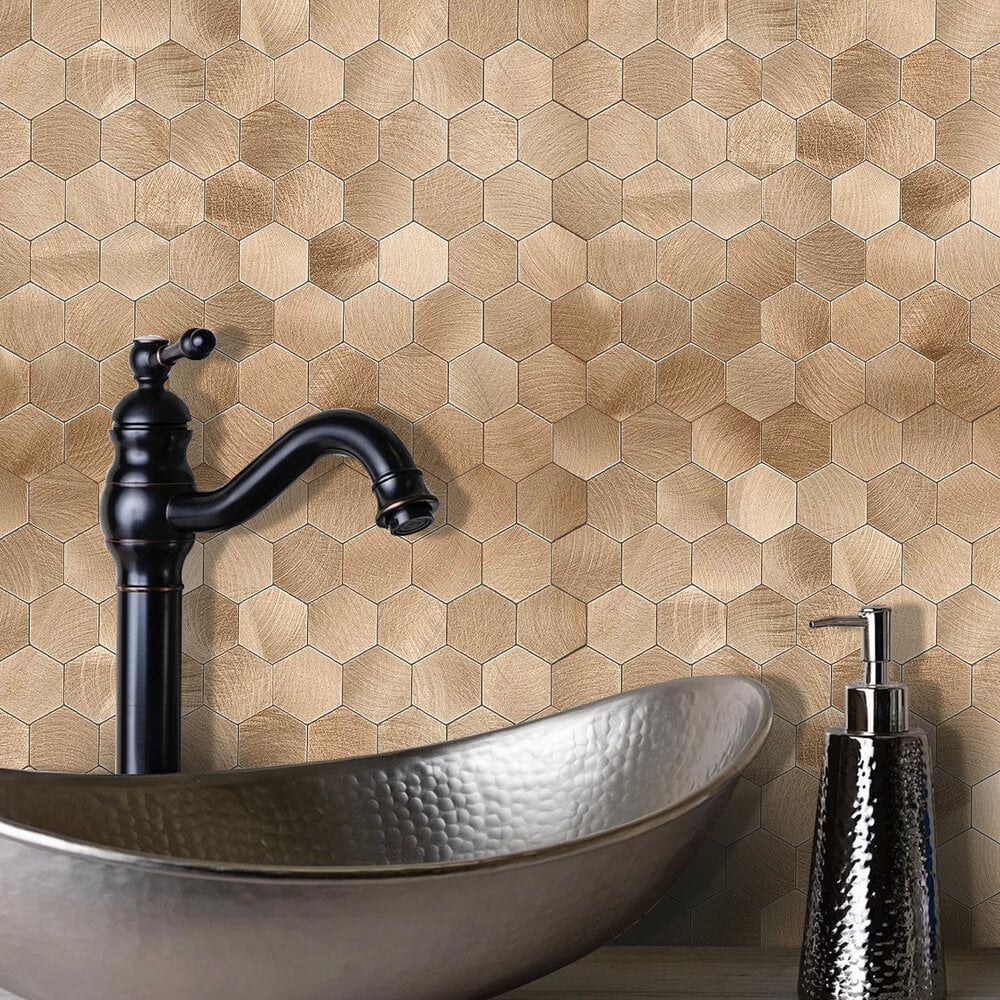 Selbstklebende Fliesen - Hexagon Bronze - 29,1 x 28,6 cm - Bild 3