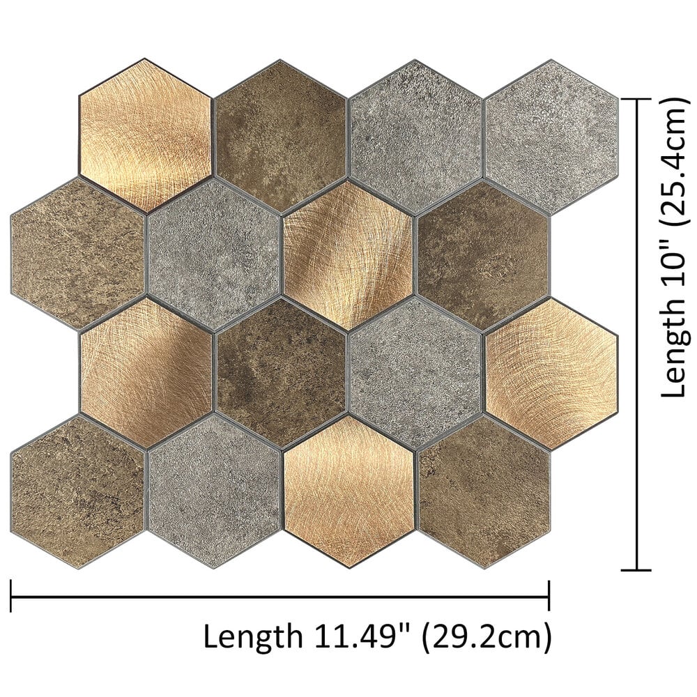 Selbstklebende Fliesen - Hexagon Mixed Copper XL -  29,2 x 25,4 cm - Bild 5