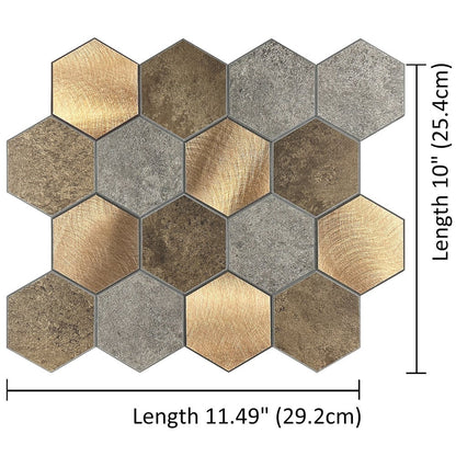 Selbstklebende Fliesen - Hexagon Mixed Copper XL -  29,2 x 25,4 cm - Bild 5