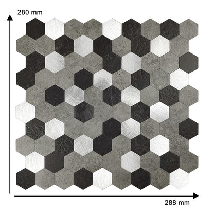 Selbstklebende Fliesen - Hexagon Mixed Black - 28,8 x 28 cm - Bild 6