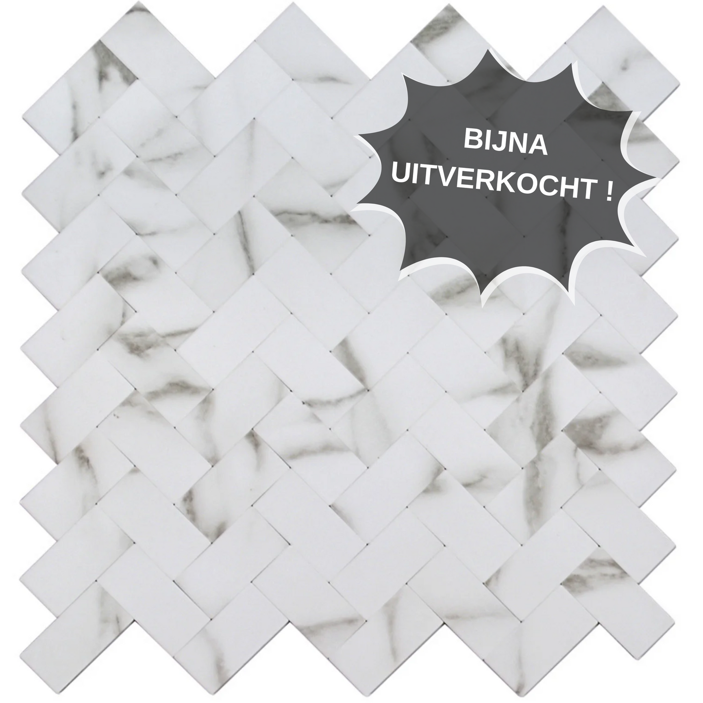 Selbstklebende Fliesen - Visgraat White Marmer -  28,5 x 28,3 cm