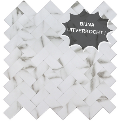 Selbstklebende Fliesen - Visgraat White Marmer -  28,5 x 28,3 cm