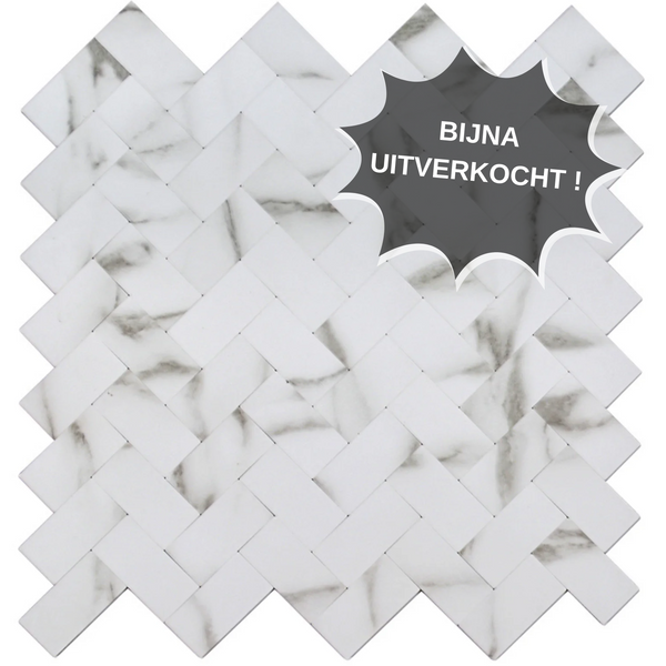 Selbstklebende Fliesen - Visgraat White Marmer -  28,5 x 28,3 cm