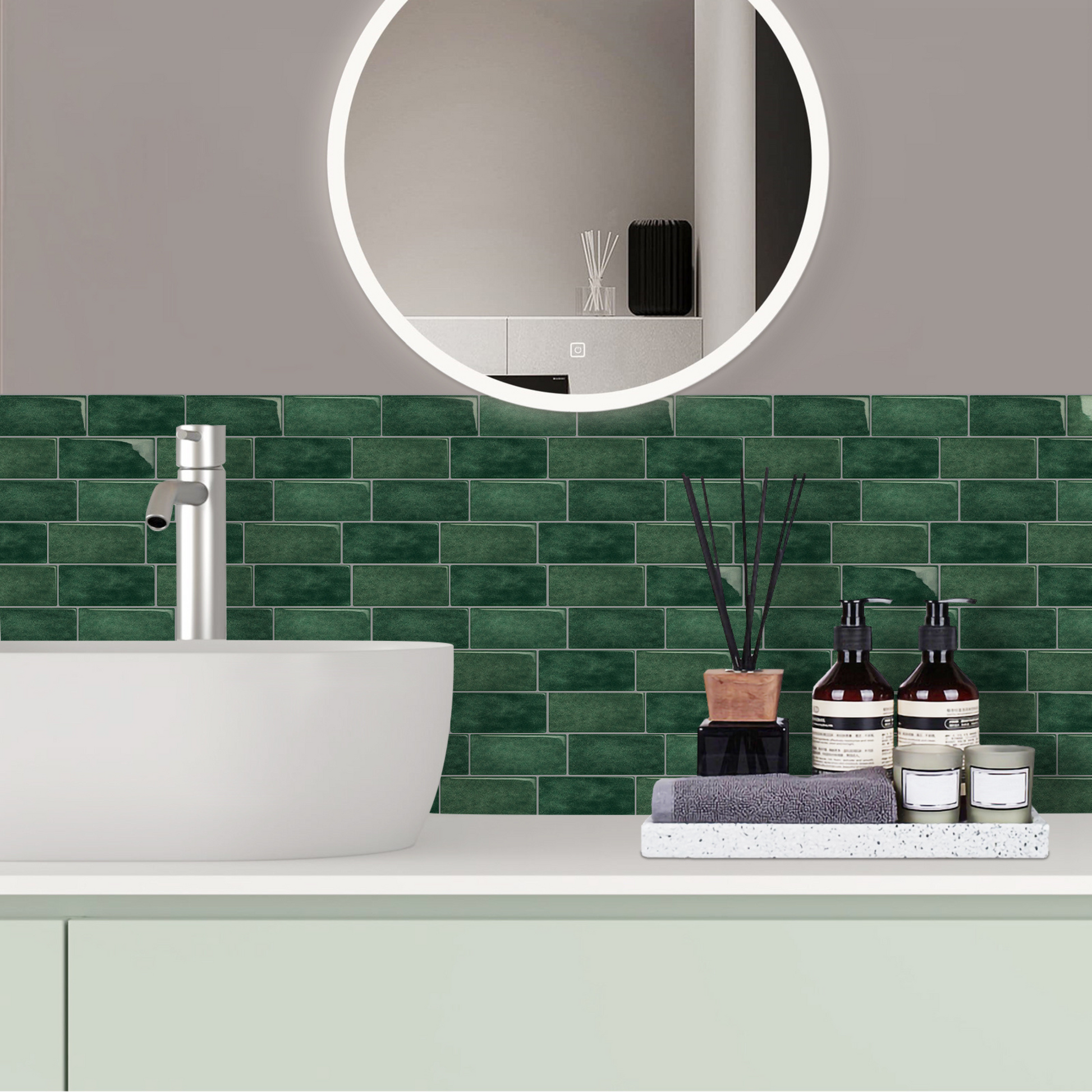 Klebefliesen – Olive Green - 29,4 x 21,2 cm - 5er-Set - Bild 5
