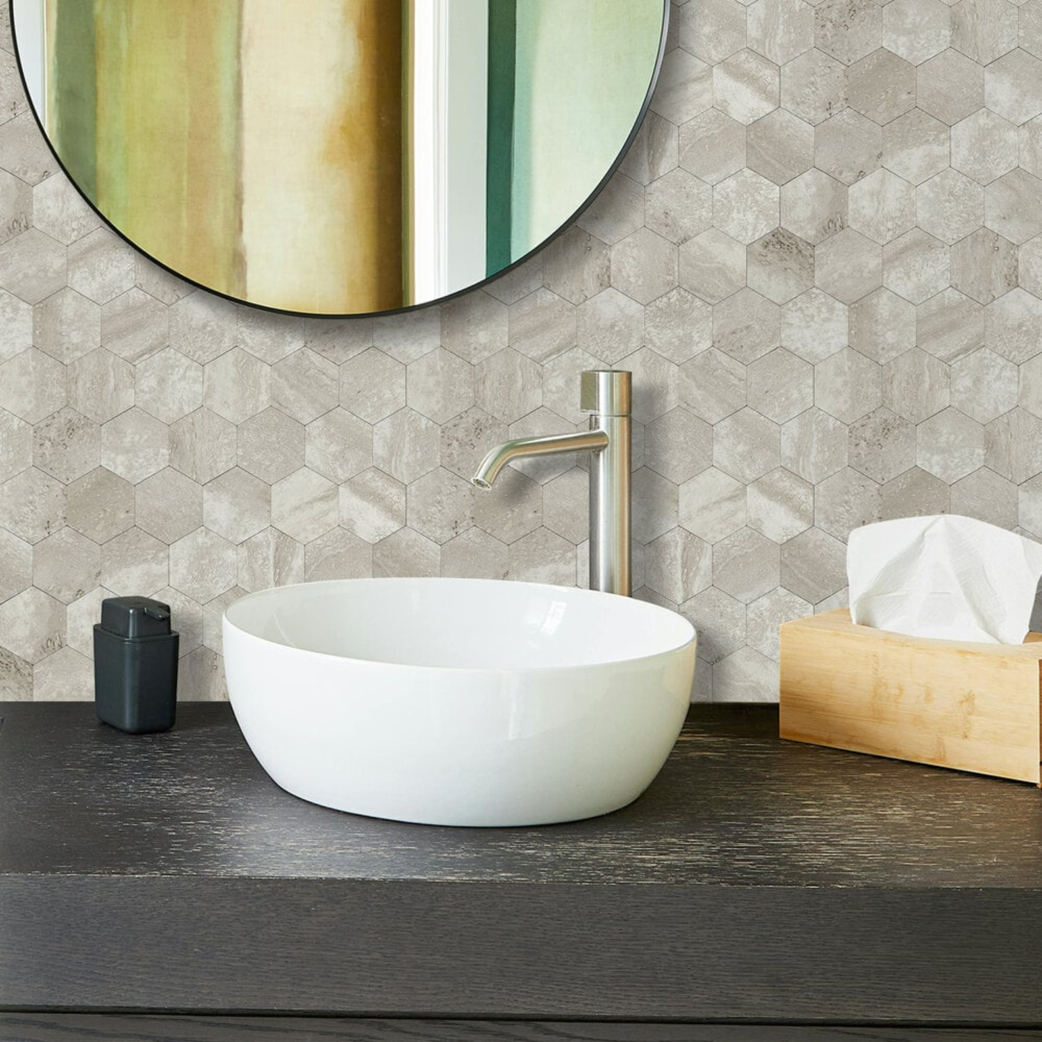 Selbstklebende Fliesen - Hexagon Taupe Stone - 29 x 28,8 cm - Bild 3