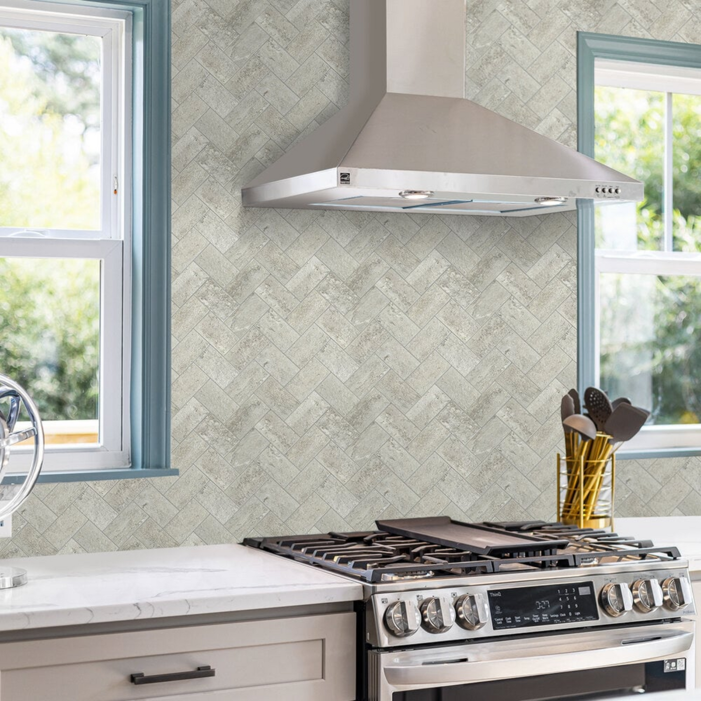 Selbstklebende Fliesen - Visgraat Taupe Stone - 27,2 x 24 cm - Bild 2