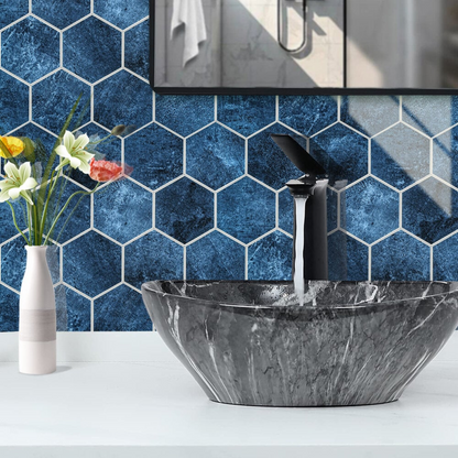 Selbstklebende Fliesen - Hexagon Deep Blue - 29,2 x 25,4 cm - Bild 3