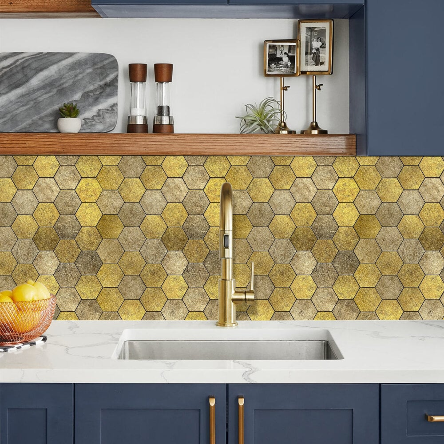 Selbstklebende Fliesen - Hexagon Honey Stone - 29 x 28,8 cm - Bild 3