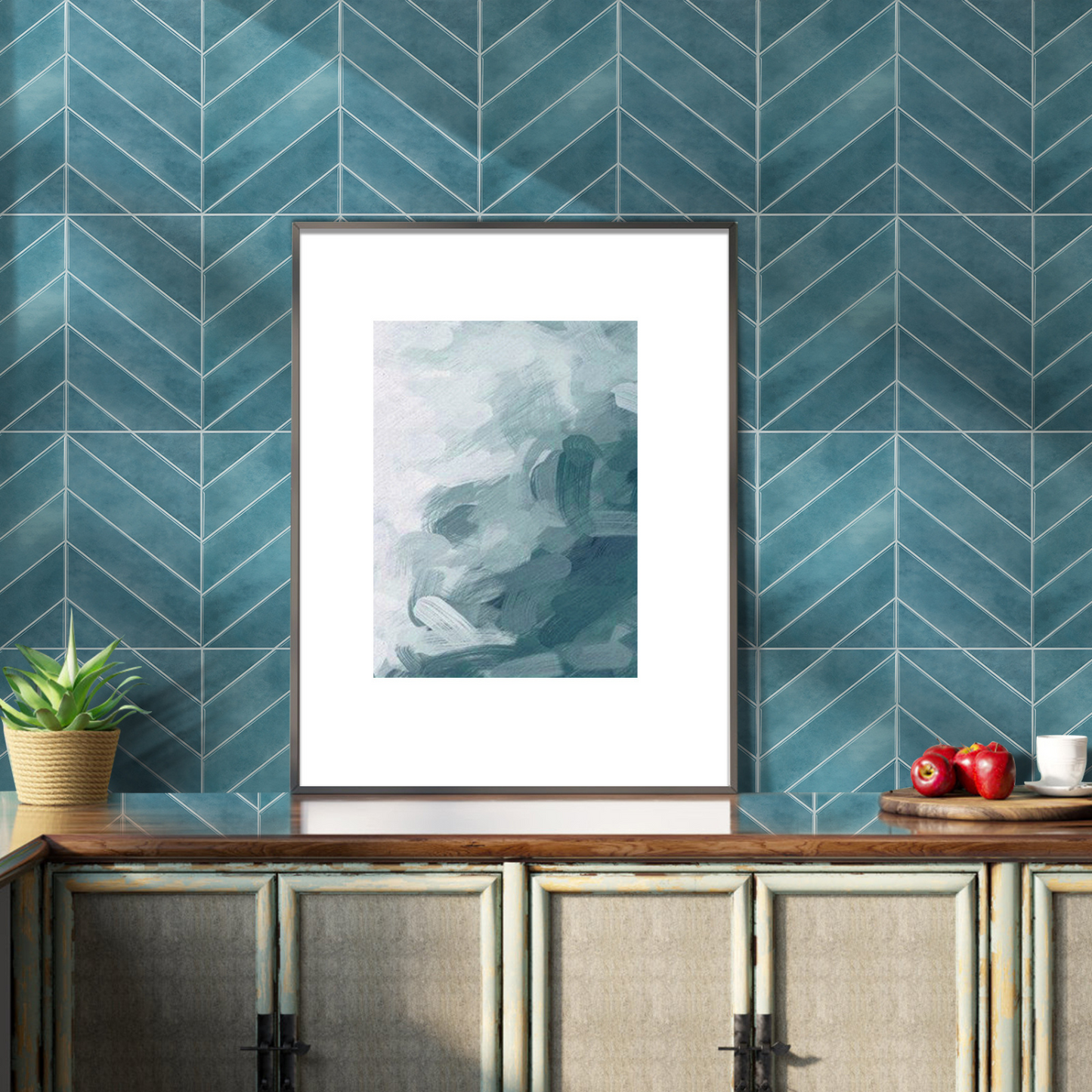 Klebefliesen – Ocean Blue Visgraat - 29 cm x 22,9 cm - 5er-Set - Bild 3