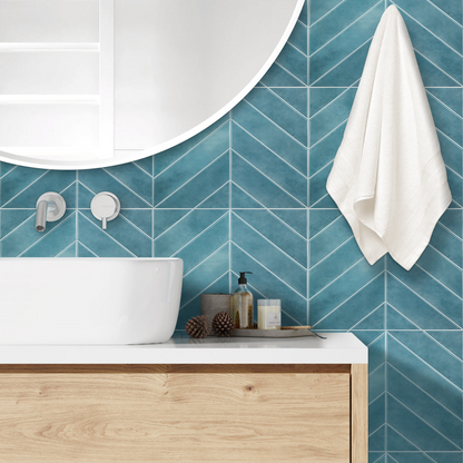Klebefliesen – Ocean Blue Visgraat - 29 cm x 22,9 cm - 5er-Set - Bild 2