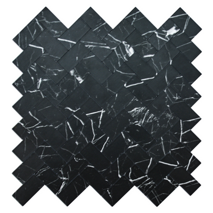 Selbstklebende Fliesen - Visgraat Black Marmer -  28,5 x 28,3 cm