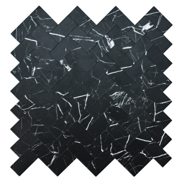 Selbstklebende Fliesen - Visgraat Black Marmer -  28,5 x 28,3 cm