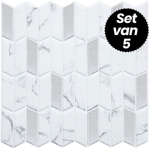 Klebefliesen – Dubai White - 30,5 x 30,5 cm - 5er-Set