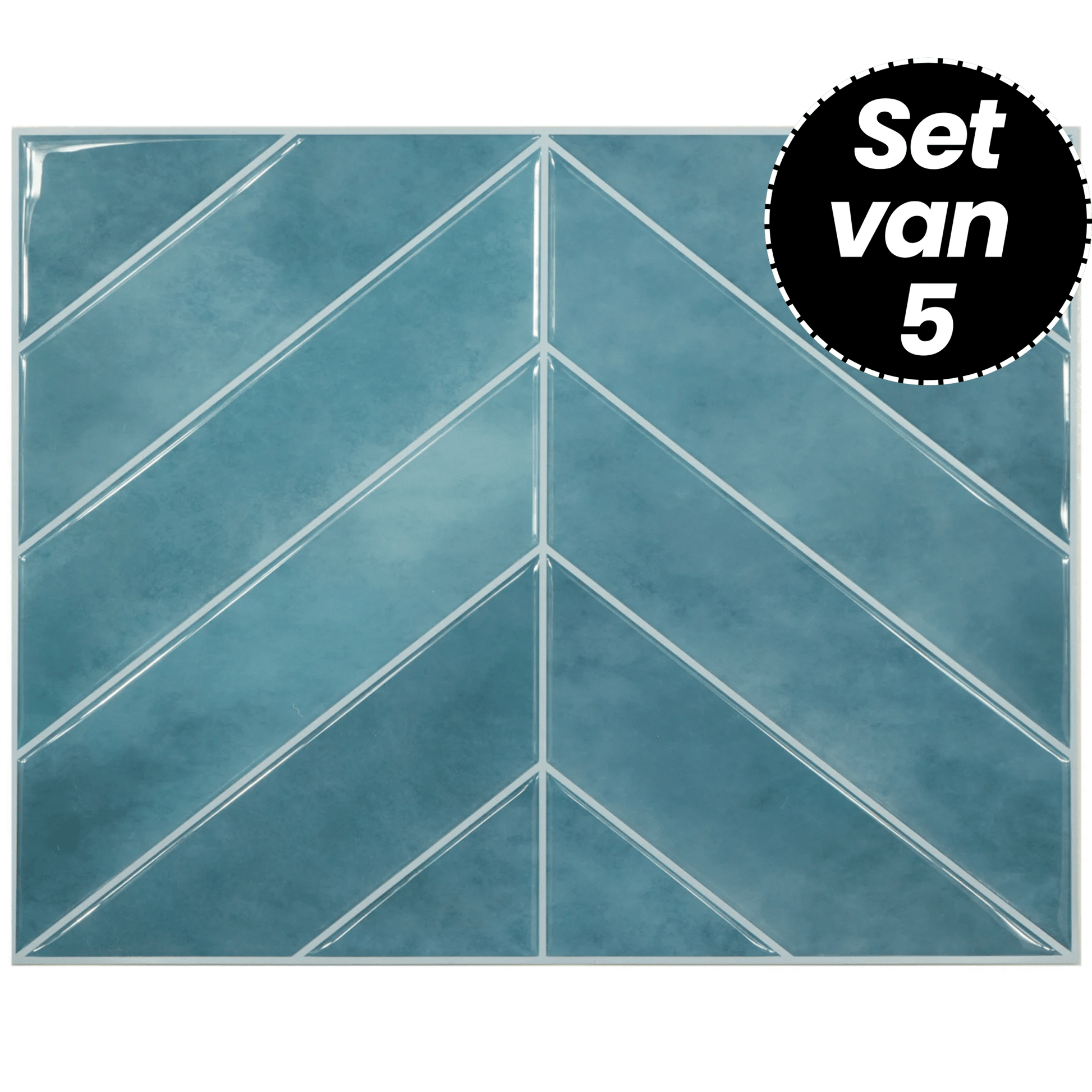 Klebefliesen – Ocean Blue Visgraat - 29 cm x 22,9 cm - 5er-Set