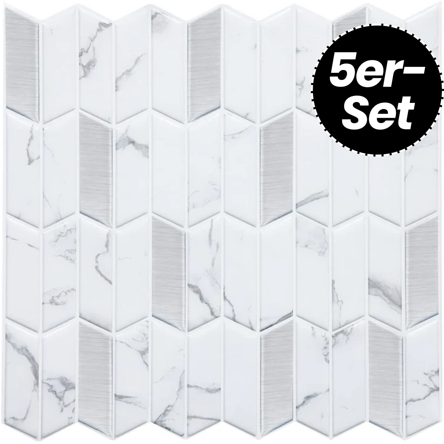 Klebefliesen – Dubai White - 30,5 x 30,5 cm - 5er-Set