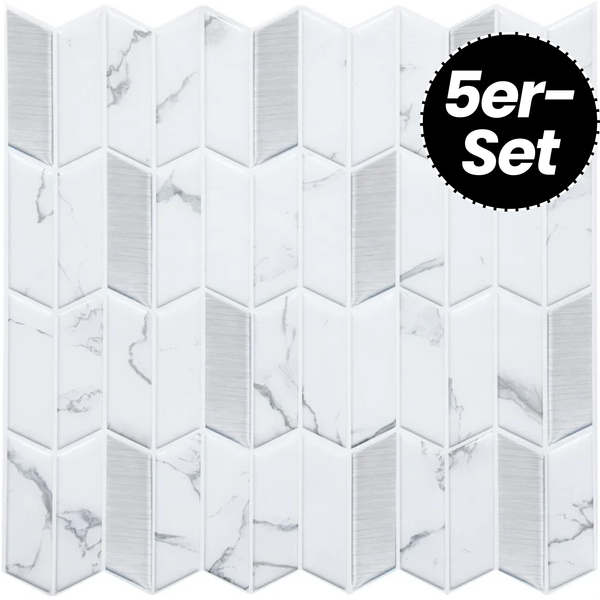 Klebefliesen – Dubai White - 30,5 x 30,5 cm - 5er-Set