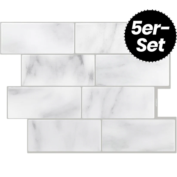 Klebefliesen – Madrid Marmoroptik - 29,4 x 21,2 cm - 5er-Set