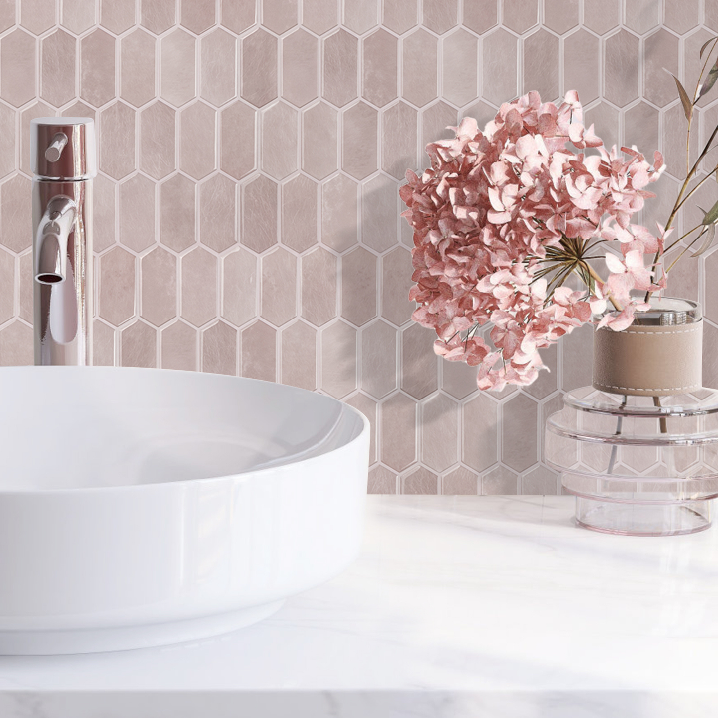 Klebefliesen – Marrakesh Blush - 30,5 x 30,5 cm - 5er-Set