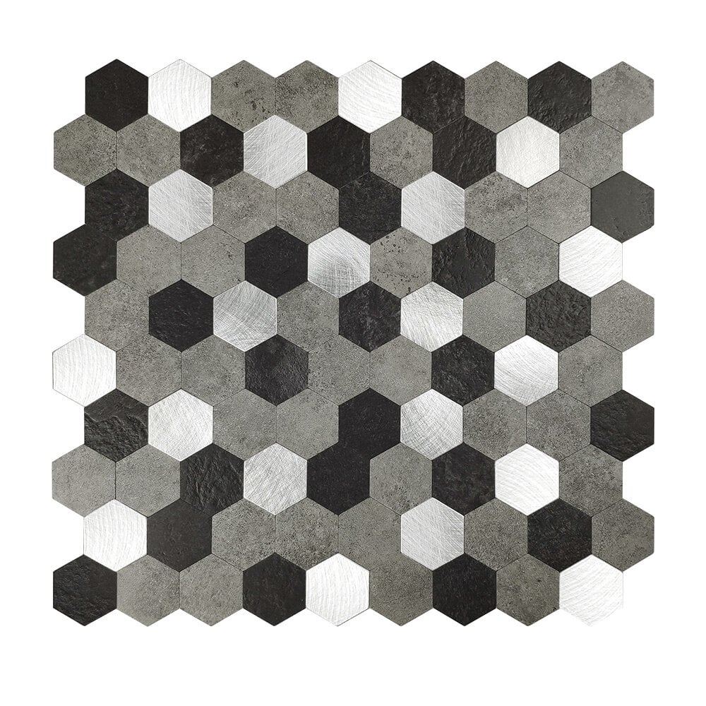 Selbstklebende Fliesen - Hexagon Mixed Black - 28,8 x 28 cm