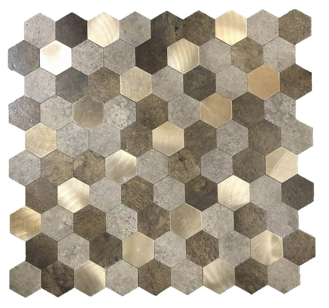 Selbstklebende Fliesen - Hexagon Mixed Gold -  28,8 x 28 cm
