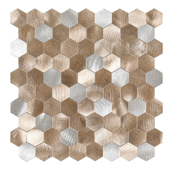 Selbstklebende Fliesen - Hexagon Mixed Bronze-  29,1 x 28,6 cm