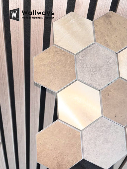Selbstklebende Fliesen - Hexagon Mixed Copper XL -  29,2 x 25,4 cm