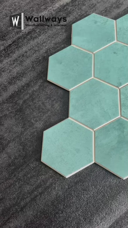 Selbstklebende Fliesen - Hexagon Ocean Blue - 29,2 x 25,4 cm